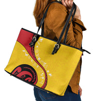 Papua New Guinea Independence Leather Tote Bag Special Style Yellow Version LT05 - Polynesian Pride