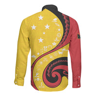 Papua New Guinea Independence Long Sleeve Button Shirt Special Style Yellow Version LT05 - Polynesian Pride