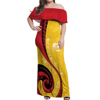 Papua New Guinea Independence Off Shoulder Maxi Dress Special Style Yellow Version LT05 Women Yellow - Polynesian Pride