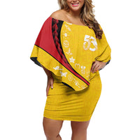 Papua New Guinea Independence Off Shoulder Short Dress Special Style Yellow Version LT05 Women Yellow - Polynesian Pride