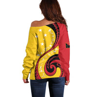 Papua New Guinea Independence Off Shoulder Sweater Special Style Yellow Version LT05 - Polynesian Pride