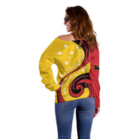 Papua New Guinea Independence Off Shoulder Sweater Special Style Yellow Version LT05 - Polynesian Pride