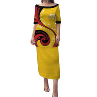 Papua New Guinea Independence Puletasi Special Style Yellow Version LT05 Long Dress Yellow - Polynesian Pride