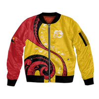 Papua New Guinea Independence Sleeve Zip Bomber Jacket Special Style Yellow Version LT05 Unisex Yellow - Polynesian Pride