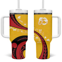 Papua New Guinea 50th Independence Anniversary Tumbler With Handle Special Style Yellow Version - Polynesian Pride