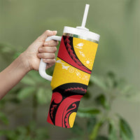 Papua New Guinea 50th Independence Anniversary Tumbler With Handle Special Style Yellow Version - Polynesian Pride