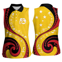 Papua New Guinea 50th Independence Anniversary Women Sleeveless Polo Shirt Special Style Yellow Version - Polynesian Pride