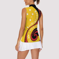 Papua New Guinea 50th Independence Anniversary Women Sleeveless Polo Shirt Special Style Yellow Version - Polynesian Pride