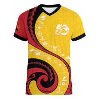 Papua New Guinea Independence Women V-Neck T-Shirt Special Style Yellow Version LT05 Female Yellow - Polynesian Pride