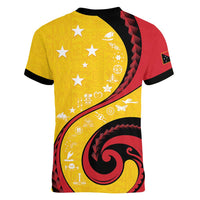 Papua New Guinea Independence Women V-Neck T-Shirt Special Style Yellow Version LT05 - Polynesian Pride