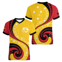 Papua New Guinea Independence Women V-Neck T-Shirt Special Style Yellow Version LT05 - Polynesian Pride