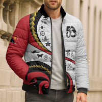Papua New Guinea 50th Independence Anniversary Bomber Puffer Jacket Special Style White Version - Polynesian Pride