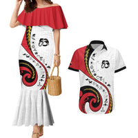 Papua New Guinea Independence Couples Matching Mermaid Dress and Hawaiian Shirt Special Style White Version LT05 White - Polynesian Pride