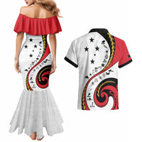 Papua New Guinea 50th Independence Anniversary Couples Matching Mermaid Dress and Hawaiian Shirt Special Style White Version - Polynesian Pride