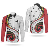 Papua New Guinea Independence Couples Matching Summer Maxi Dress and Long Sleeve Button Shirt Special Style White Version LT05 - Polynesian Pride