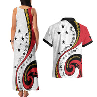 Papua New Guinea Independence Couples Matching Tank Maxi Dress and Hawaiian Shirt Special Style White Version LT05 - Polynesian Pride