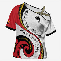 Papua New Guinea Independence Cross Shoulder Shirt Special Style White Version LT05 Female White - Polynesian Pride