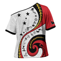 Papua New Guinea Independence Cross Shoulder Shirt Special Style White Version LT05 - Polynesian Pride