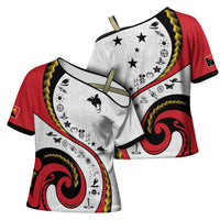 Papua New Guinea Independence Cross Shoulder Shirt Special Style White Version LT05 - Polynesian Pride