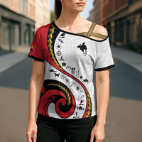 Papua New Guinea Independence Cross Shoulder Shirt Special Style White Version LT05 - Polynesian Pride