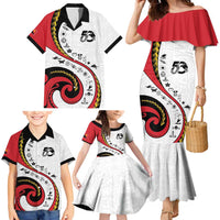Papua New Guinea Independence Family Matching Mermaid Dress and Hawaiian Shirt Special Style White Version LT05 - Polynesian Pride