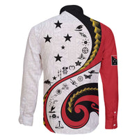 Papua New Guinea 50th Independence Anniversary Family Matching Off The Shoulder Long Sleeve Dress and Hawaiian Shirt Special Style White Version - Polynesian Pride