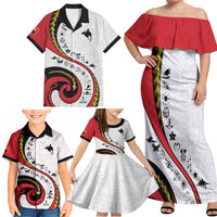 Papua New Guinea Independence Family Matching Off Shoulder Maxi Dress and Hawaiian Shirt Special Style White Version LT05 - Polynesian Pride