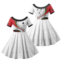 Papua New Guinea Independence Family Matching Off Shoulder Short Dress and Hawaiian Shirt Special Style White Version LT05 Daughter's Dress White - Polynesian Pride