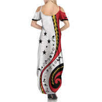 Papua New Guinea 50th Independence Anniversary Family Matching Summer Maxi Dress and Hawaiian Shirt Special Style White Version - Polynesian Pride