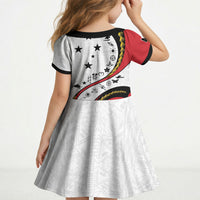 Papua New Guinea Independence Kid Short Sleeve Dress Special Style White Version LT05 - Polynesian Pride