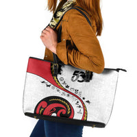 Papua New Guinea 50th Independence Anniversary Leather Tote Bag Special Style White Version - Polynesian Pride