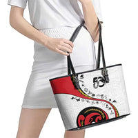 Papua New Guinea 50th Independence Anniversary Leather Tote Bag Special Style White Version - Polynesian Pride