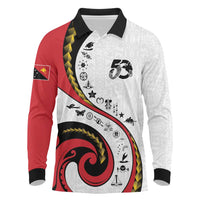 Papua New Guinea Independence Long Sleeve Polo Shirt Special Style White Version LT05 White - Polynesian Pride