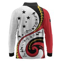 Papua New Guinea Independence Long Sleeve Polo Shirt Special Style White Version LT05 - Polynesian Pride