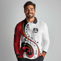 Papua New Guinea Independence Long Sleeve Polo Shirt Special Style White Version LT05 - Polynesian Pride