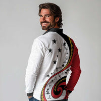 Papua New Guinea Independence Long Sleeve Polo Shirt Special Style White Version LT05 - Polynesian Pride