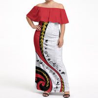 Papua New Guinea Independence Off Shoulder Maxi Dress Special Style White Version LT05 Women White - Polynesian Pride