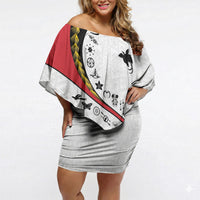Papua New Guinea Independence Off Shoulder Short Dress Special Style White Version LT05 Women White - Polynesian Pride
