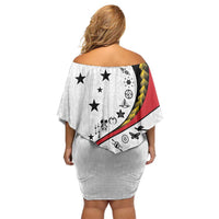 Papua New Guinea Independence Off Shoulder Short Dress Special Style White Version LT05 - Polynesian Pride