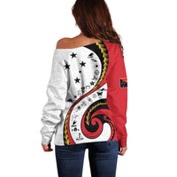 Papua New Guinea Independence Off Shoulder Sweater Special Style White Version LT05 - Polynesian Pride