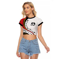 Papua New Guinea Independence Raglan Cropped T Shirt Special Style White Version LT05 Female White - Polynesian Pride