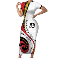 Papua New Guinea Independence Short Sleeve Bodycon Dress Special Style White Version LT05 Long Dress White - Polynesian Pride