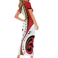 Papua New Guinea 50th Independence Anniversary Short Sleeve Bodycon Dress Special Style White Version - Polynesian Pride