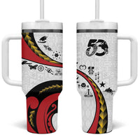Papua New Guinea Independence Tumbler With Handle Special Style White Version LT05 One Size: 40 oz White - Polynesian Pride