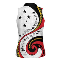 Papua New Guinea 50th Independence Anniversary Women Sleeveless Polo Shirt Special Style White Version - Polynesian Pride
