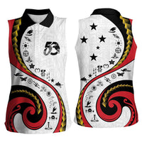 Papua New Guinea 50th Independence Anniversary Women Sleeveless Polo Shirt Special Style White Version - Polynesian Pride