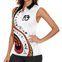 Papua New Guinea 50th Independence Anniversary Women Sleeveless Polo Shirt Special Style White Version - Polynesian Pride
