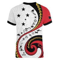 Papua New Guinea 50th Independence Anniversary Women V-Neck T-Shirt Special Style White Version - Polynesian Pride