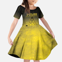 Personalised Palau Independence Day Family Matching Short Sleeve Bodycon Dress and Hawaiian Shirt Palauan Tattoo Pattern - Polynesian Pride