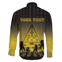 Personalised Palau Independence Day Family Matching Short Sleeve Bodycon Dress and Hawaiian Shirt Palauan Tattoo Pattern - Polynesian Pride